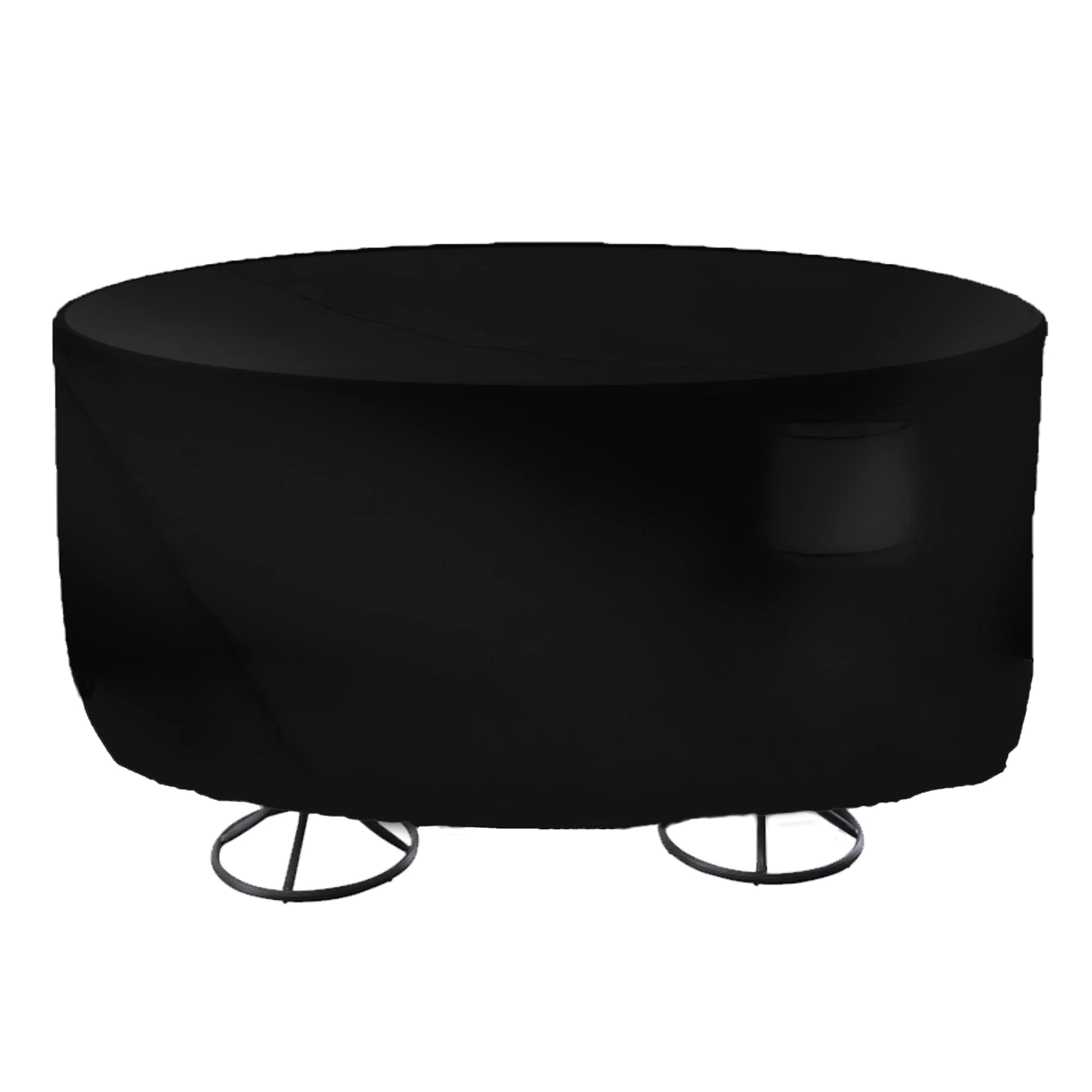 SERHOM Round Patio Furniture Covers 72" Table and Chairs Dining Set Cover Waterproof UV Resistant Windproof Outdoor Furniture Cover, Black