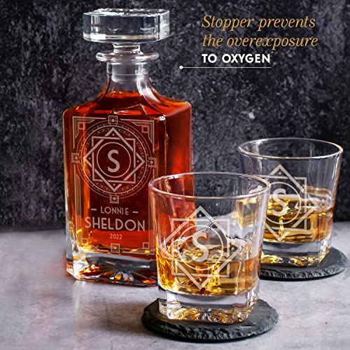 Personalized-Whiskey-Decanter-Set-with-Glasses-5-PC-4-Optional-Designs-Custom-Whiskey-Liquor-Decanter-25-Oz-with-4-Whiskey-Glasses-Personalized-Gifts-for-Men-D1