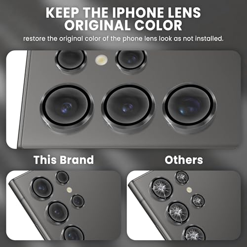 Image of FIRST MART Black Camera Ring Guard Protector for Samsung Galaxy S24 Ultra | Tempered Glass with Metal Alloy Rings, HD Clear, Scratch Resistant, Case-Friendly | Pack of 1