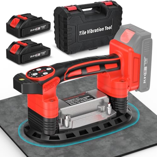 YEARTOP Fliesenrüttler Akku mit 225mm Saugheber Elektrisch 200KG Saugkraft | Kompatibel mit Makita 18V Akku, 2-IN-1 Fliesen Vibrationsgerät für/Marmor/Holz/Gipsplatte (25-180cm), mit 2 X 2.0Ah Akkus