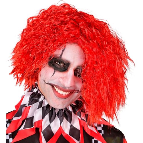 W WIDMANN MILANO Party Fashion - perruque clown tueur, vert ou rouge, cheveux artificiels, accessoire clown d'horreur, déguisement d'Halloween