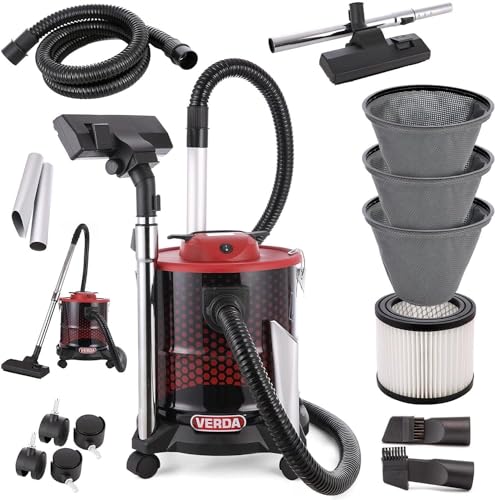 Aschesauger 20L Kaminsauger mit HEPA Filter + 3X Sackfilter 1650W, 2m Saugschlauch + 4 Rollen Staubsauger Aschesauger für Kamin SN184