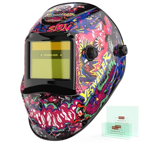 Image of YESWELDER Auto Darkening Welding Helmet, Blue Light Blocking, 1/1/1/1 True Color Solar Powered Welding Hood with 2 Arc Sensors, Wide Shade 3.5/9-13 Welder Mask for TIG MIG ARC and Grind