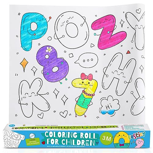 Festicy Selbstklebendes Malpapier 3 m I Ausmaltischdecke Kinder Malrolle, 3...