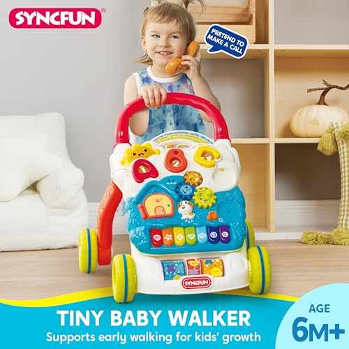 Syncfun Baby Learning Walker, 2 In 1 Sit To Stand Learning Toys, Baby Toys 6-12 Months, Educational Toys For 1 Year Old, Push Walker Gift With Wheels For Infant Boys Girls thumb #1