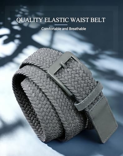 Image of SANSTHS Stretch Braided Golf Belt Breathable No Hole Elastic Woven Belt for Men Women, Ideal Belt for Golf Travel Daily Wear