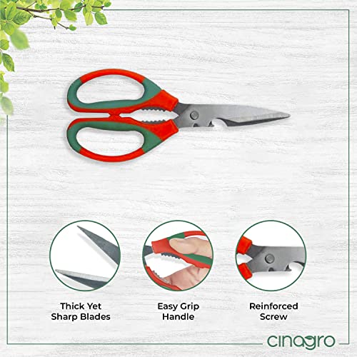 Image of Cinagro Stainless Steel Gardening Scissors, Cutter with Sharp Blades, Cutter for Arranging Flowers, Trimming Plants (Orange & Grey)