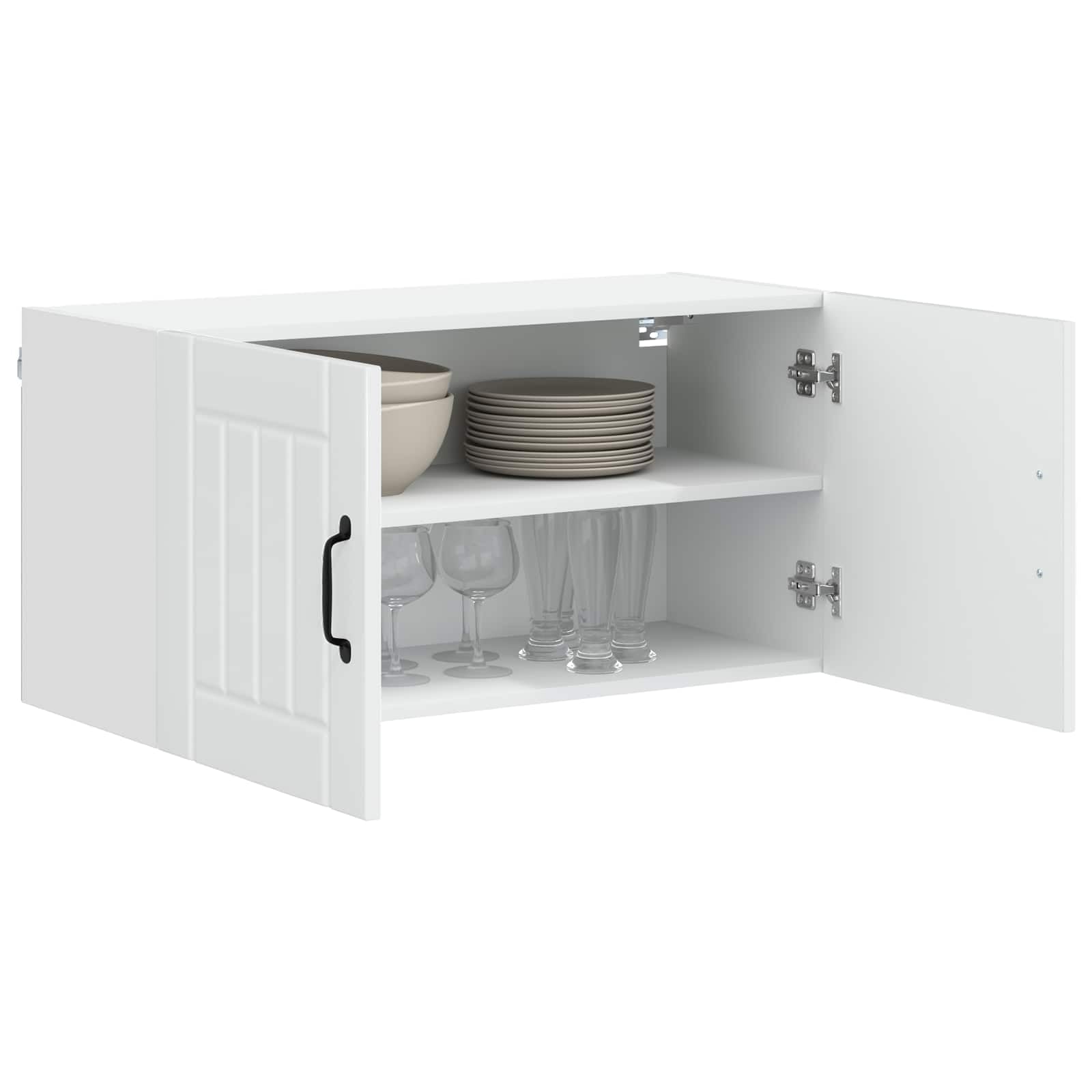 vidaXL Wall Cabinet LUCCA High Gloss White 80 x 31 x 40 cm, Modern Kitchen Solutions, Rectangular Wooden Panel, Durable Dishwasher Cover, Appliance Concealer, Space Saver Design — image 1
