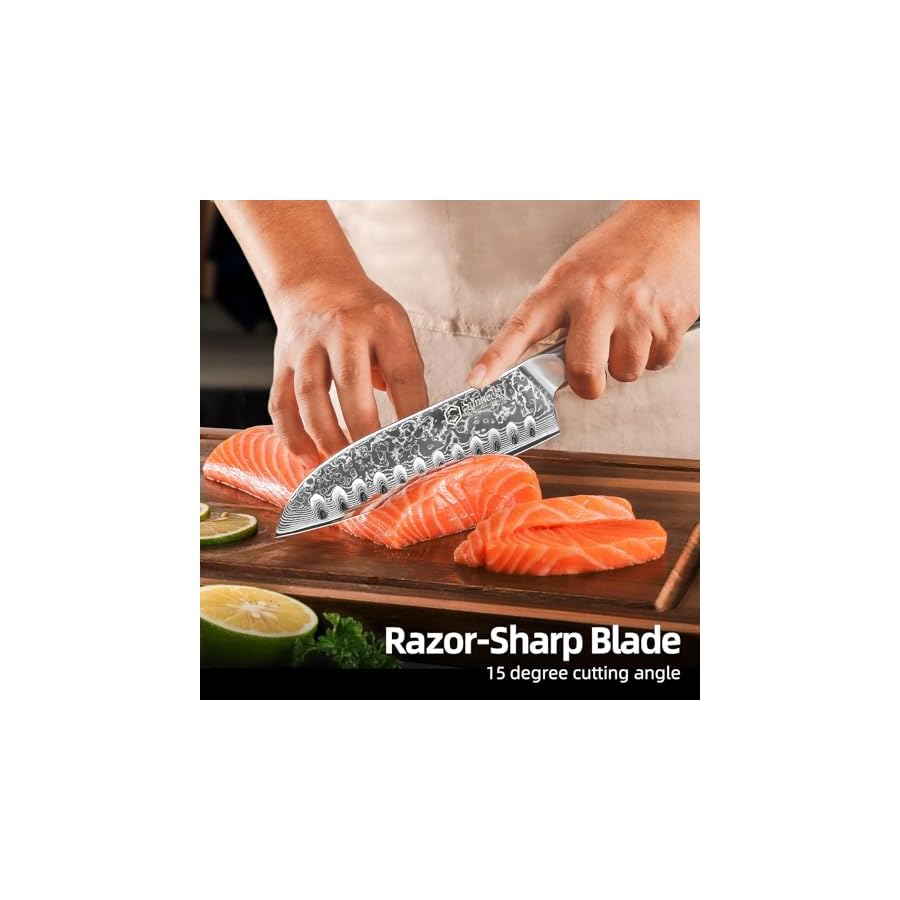 Sunnecko-Santoku-Knife-7-inch-Damascus-Chef-Knife-VG-10-Steel-Blade-Japanese-Knife-Sharp-Kitchen-Knife-with-Solid-Handle-Chopping-Knife-Perfect-for-Professional-Home-Use-Cutting-Knife Sunnecko Santoku Knife 7 inch, Damascus Chef Knife VG-10 Steel Blade Japanese Knife, Sharp Kitchen Knife with Solid Handle Chopping Knife Perfect for Professional Home Use Cutting Knife