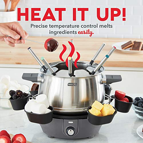 image for Dash Deluxe Stainless Steel Fondue Maker with Temperature Control, Fon