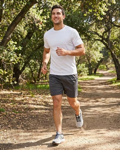 Image of Real Essentials 5 Pack: Men's Mesh Performance Quick Dry Tech Stretch Ultra-Soft Breathable Short Sleeve Crew Active T-Shirt | Available In Big & Tall, Moisture Wicking, Quick Dry, Cooling, Summer, Casual, Basketball, Tennis, Hiking, Yoga, Tops
