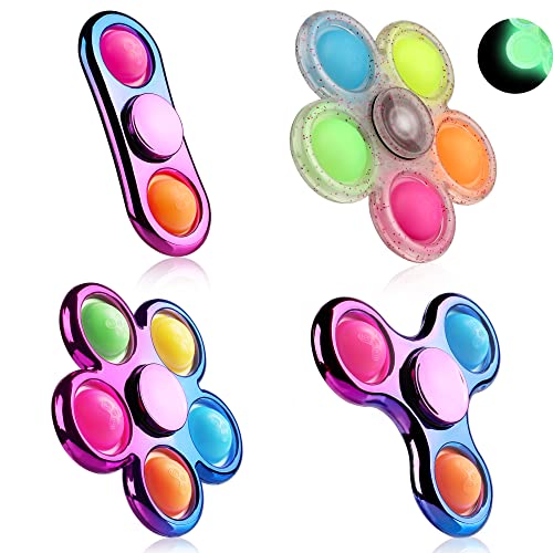 4 Pezzi Push Pop Sensory Fidget, Fidget Spinner, Fidget Toys Spinner a Mano Giocattoli Antistress per Bambini Adulti Killing Time...