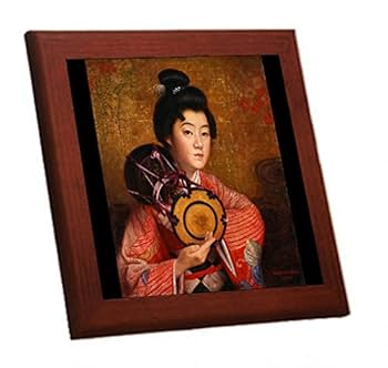 Amazon.co.jp: 岡田三郎助『 婦人像（紫調べ） 』の木枠付き
