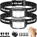 Headlamp Rechargeable,2 Pack 2000 Lumen Ultra Bright Led Headlamp,16 Modes Motion Sensor Head Lamp,Waterproof Lightweight White Red LED Flashlight for Camping,Cycling,Running,Headlamps for Adults 1