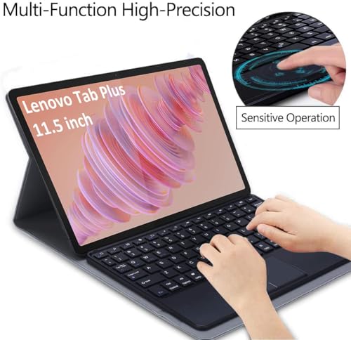 Image of HOM Tri Fold Wireless Bluetooth Keyboard with Trackpad /Touchpad Tablet Cover Case for Lenovo Tab Plus 11.5 inch