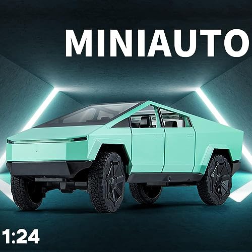 Image of 124 Cyber Truck Toy Car Diecast Metal Model Cars Pullback Openable Door Sound Light Pull Back Car for Kids