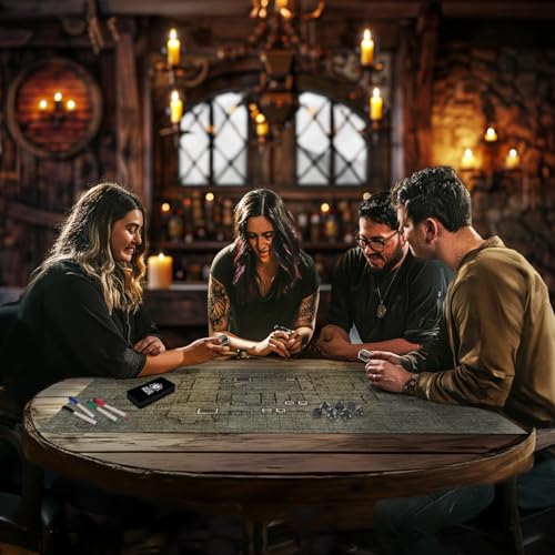 Image of Melee Mats DND Map Starter Set for Dungeons and Dragons - 24 inch x 36 inch 3 Pack Double Sided, Wet & Dry Erase Battle Terrain Grid - Tabletop Board Gaming Kit with Accessories