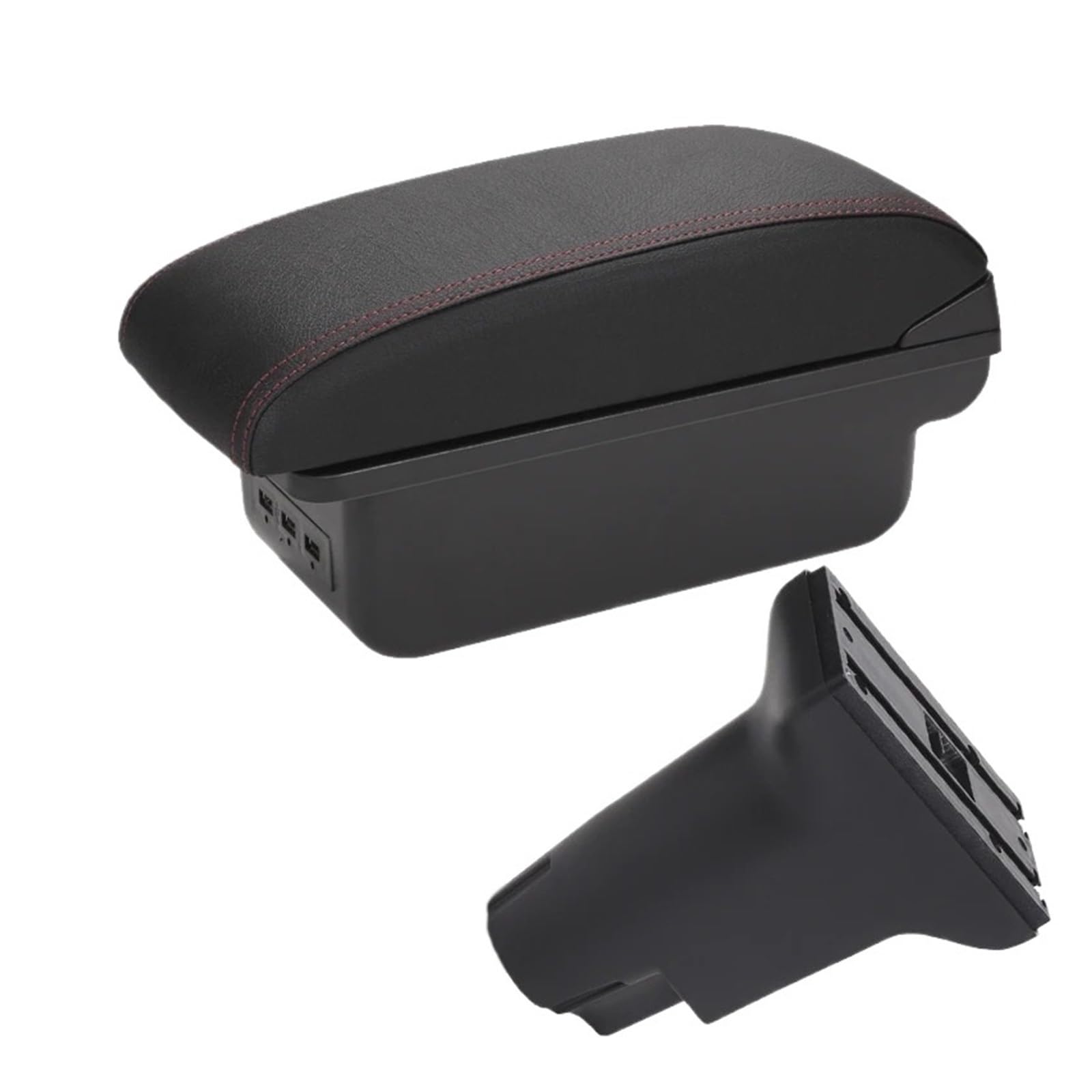 Hguvsjd Armrest Box For Fiat For 500 For Cronos Armrest Center Auto Storage Box Dedicated Retrofit Parts Interior Accessories Car Armrests(B Black red 3USB)