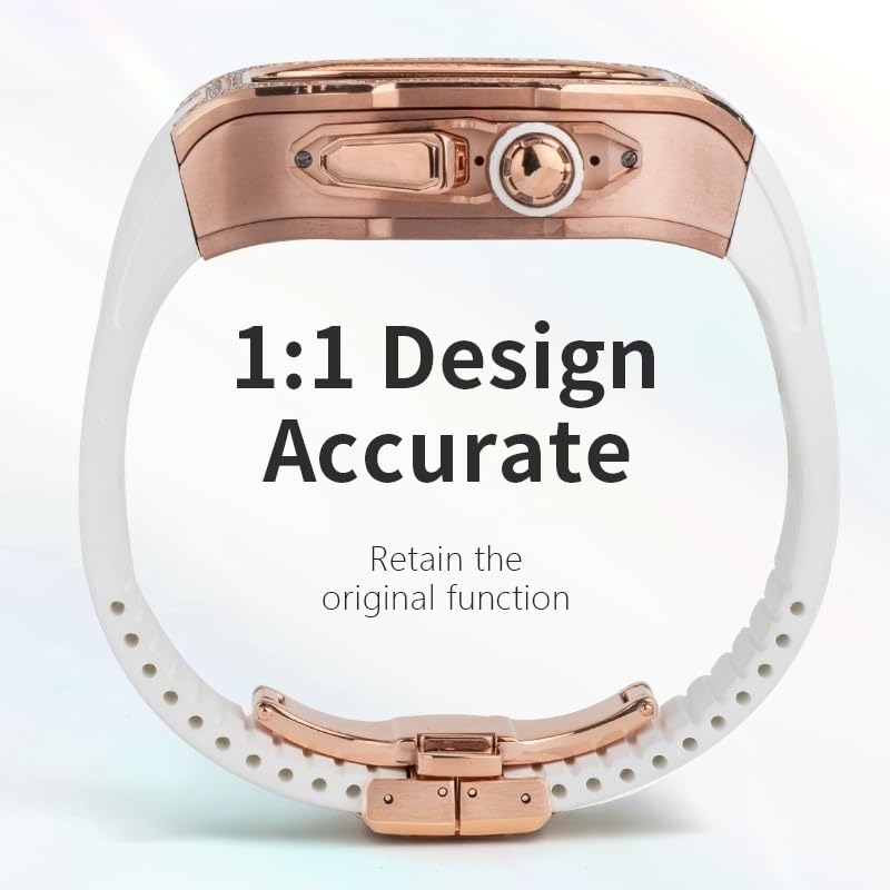 Romluous Mod Kit for Apple Watch Ultra 2 49mm Titanium Diamond Cover Rubber Band Metal Clasp for Iwatch Ultra2 Replacement Accessories(Blackrg)