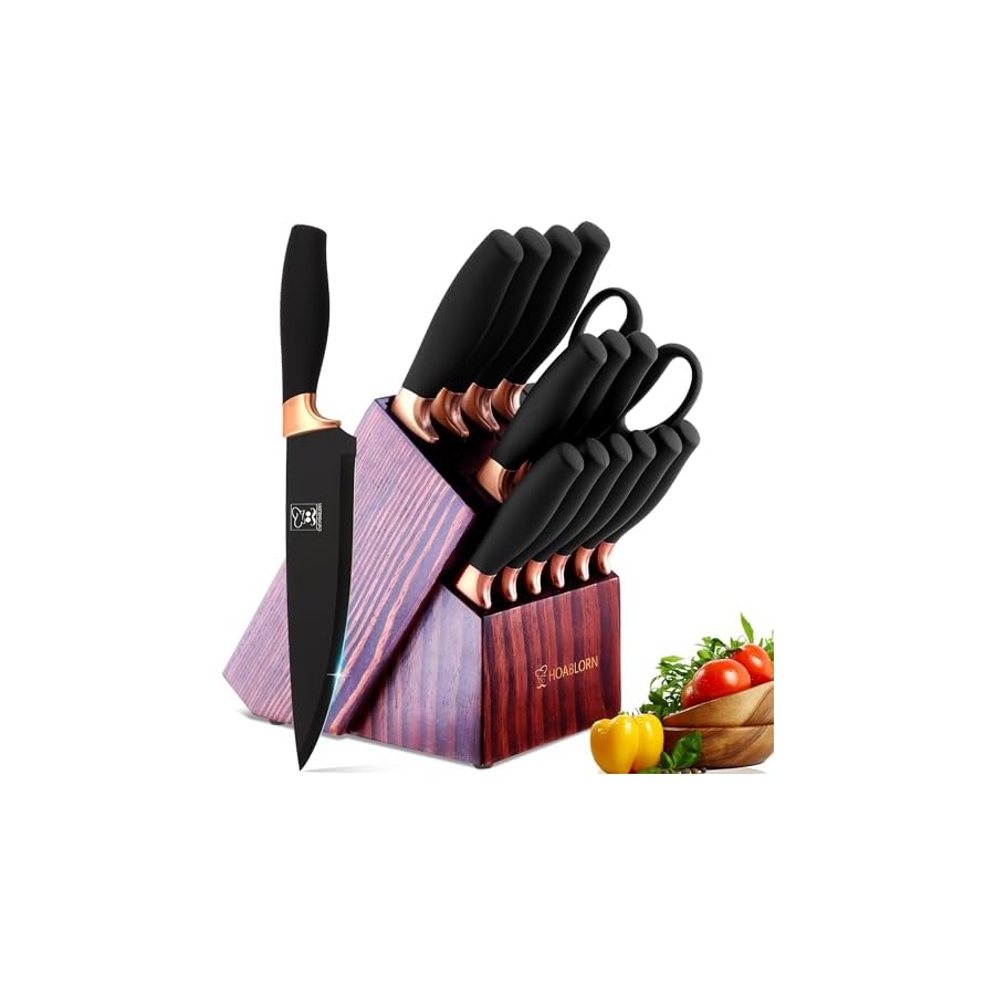 Kitchen-Knife-Set-with-Block-Professional-Stainless-15pcs-Knife-Sets-with-Built-In-SharpenerKnives-Set-with-Wooden-Block-For-Chefs-Family Kitchen Knife Set with Block, Professional Stainless 15pcs Knife Sets with Built-In Sharpener,Knives Set with Wooden Block For Chefs Family