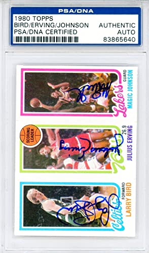 Larry Bird, Julius Erving & Magic Johnson Autographed 1980 Topps ...