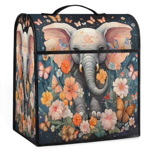 Coffee Maker Cover Flower Butterfly Elephant Kitchen Appliance Covers Small Appliance Covers Blender Cover Juicer Cover Dust Covers for Kitchen Appliances with Top Handle and Pockets,Washable,C770
