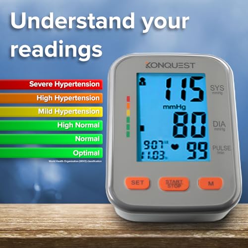 Konquest KBP-2704A Blood Pressure Monitor – Automatic Upper Arm BP Machine with Large Cuff (8.5–16.5 in), Backlit Display, Digital, Irregular Heartbeat Detector – Tensiometro for Home Use - Image 4
