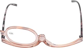 Magnify Makeup Glasses, Reading Single Lens 180 Degree Rotating Portable Folding Flip Down Magnify Glasses Eyeglasses with Lipstick Box (+2.50)