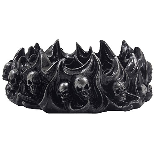 Home 'N Gifts SG_B00TD7YJQW_US Decorative Skulls And Crossbones In Flames Ashtray For Spooky Skeleton Halloween Decorations Or Medieval Art Figurines & Gothic Home Decor As Scary Fantasy Gifts thumb #2