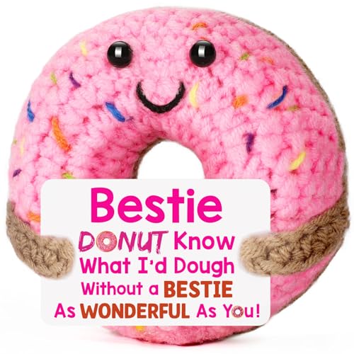 BuiltFit Bestie Bestfriend Friend for Women - Valentine Valentine's Valentines Galentines Day Handmade Crochet Donut Gifts for Best Friends BFF Work Besties Birthday Long Distance Friendship Gift