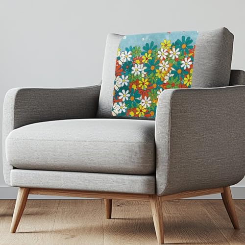 Maiyoinou Hippie Flower Sofa Headrest Protector with Fixing Nails Durable Skin Friendly Sofa Headrest Covers for Sofa Furniture Protectors 26.18