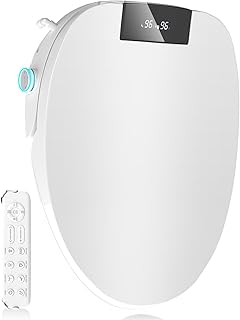 Electric Bidet Toilet Seat Elongated, Heated Toilet Seat, Instant Warm Water, Warm Air Dryer, Rear Feminine and Oscillating Washing, Wireless Remote, Night Light, Slow Close Lid, LED Display