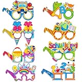 8 Stück Schulanfang Partybrillen Set 2025, Einschulung Deko für Kinder, Lustige ABC 123 Papierbrille für Mädchen und Jungen, Schuleinführung Requisiten, Einschulungsdeko Back to School Fotoaccessoires