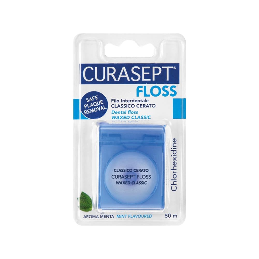 Curasept Floss - Filo Interdentale Cerato con Clorexidina, 50m