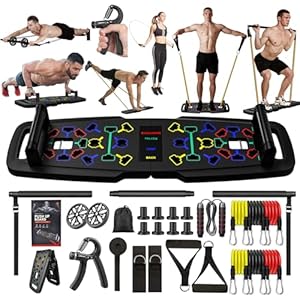 22-in-1 fitnessapparatuur voor thuis, draagbare push-up-standaards, push-up, boardhandgrepen voor op de vloer, thuisgymnastieksystemen met 36 fitnessaccessoires, weerstandsbandstang, buikrollen 1022