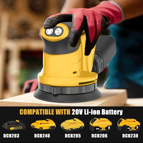Cordless Orbital Sander for Dewalt 18V/20V Battery,with 12Pcs Sandpapers,3 Variable Speed 7500-15000 RPM,Perfect for Wood and Steel(No Battery) 3 Cordless Orbital Sander for Dewalt 18V/20V Battery,with 12Pcs Sandpapers,3 Variable Speed 7500-15000 RPM,Perfect for Wood and Steel(No Battery) - Image 3