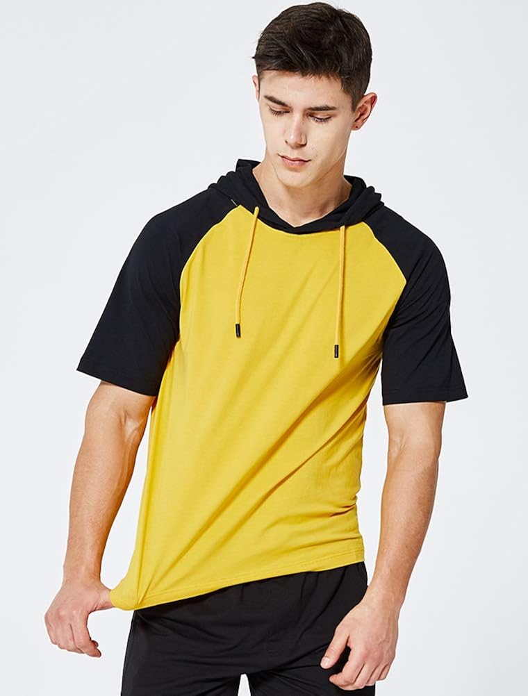 Hooded t shirt men's short sleeve Clearance