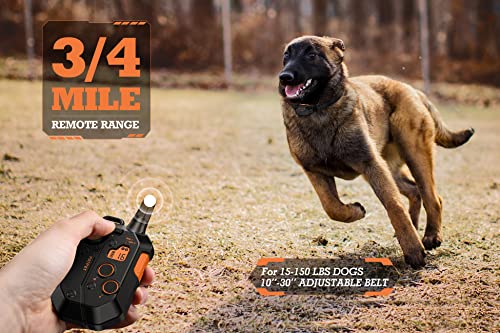 3/4 Mile Range Dog Shock E Collar, Dog Training Collar with Remote(15-150lbs) -Shock Collar for Large Dog