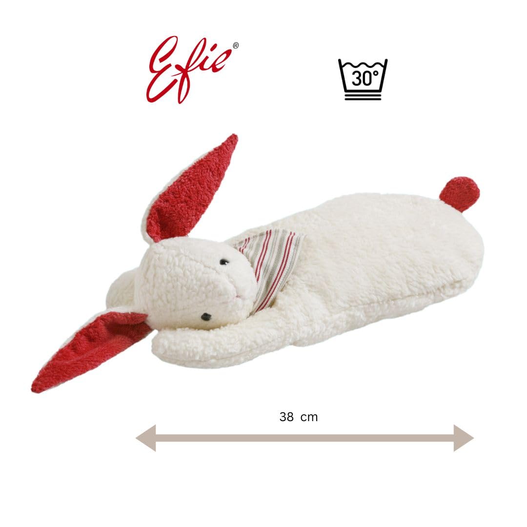 Efie Kirschkern-Bio-Wärmekissen Hase mit Halstuch, Bio-Baumwolle (kbA), Kopf mit Schafwolle (kbT), herausnehmbares Inlett, Klettverschluss, Made in Germany