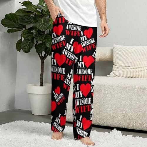 I Love My Awesome Wife Soft Pajama Pants Sleepwear Bottoms Casual Sleep Lounge Pant Straight Trouser for Men Women 6