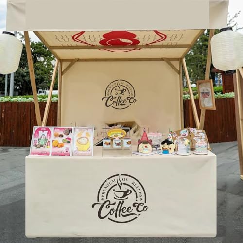 Customized Table Cloth with Logo 4FT 5FT 6 FT 8 FT Table for Business Tradeshow Events Birthday Wedding Anniversary Tradeshow Custom Table Cloth Personalized TableCloth with Logo (8 FT Open Back)