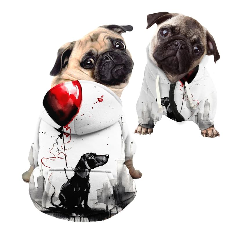 Kuiaobaty Watercolor Dachshund Basic Hoodie Zipper Pet Sweatshirt, White Jumpers Sweaters Apparel Clothes — image 1