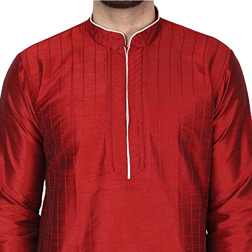 SKAVIJ Uomo Seta d'Arte Kurta Pigiama Set Indiani