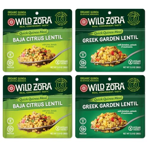 Wild Zora Instant Organic Quinoa Meals - Quick & Tasty Prepared Quinoa Bowls, Pantry Staples Gluten-Free Meal With Lentils Plus 10G Olive Oil Packet cover