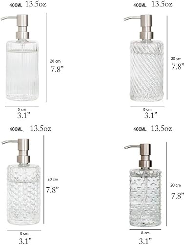 Miniatura 2 de XOUVY Agal - Dispensador de jabón de vidrio, paquete de 124, dispensador de jabón de cocina con bomba de acero inoxidable, dispensador de loción