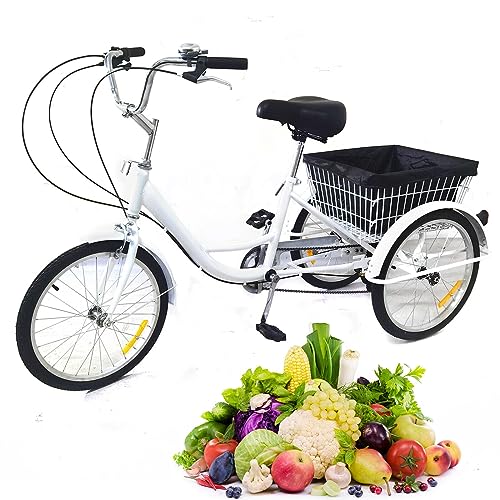 Xuemanshop Triciclo De 20 Pulgadas Para Adultos, Triciclo De 3 Ruedas, Bicicleta De 8 Velocidades Con Cesta De La Compra, Adecuado Para Compras D Xuemanshop Triciclo De 20 Pulgadas Para Adultos, Triciclo De 3 Ruedas, Bicicleta De 8 Velocidades Con Cesta De La Compra, Adecuado Para Compras D