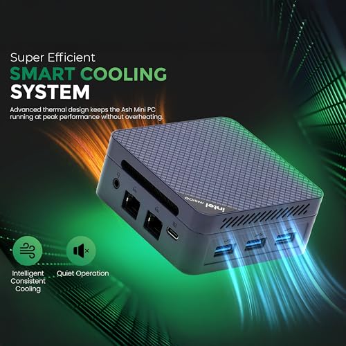 Image of SKULLSAINTS Ash Mini PC - 13th Gen Twin Lake N150, 16GB LPDDR5, Triple Display (HDMI /DP), M.2 NVMe, WiFi 5, Bluetooth 5.2, USB 3.2, Ultra-Compact (13th Gen N150, 512, GB, Windows 11 Pro, 16, GB)