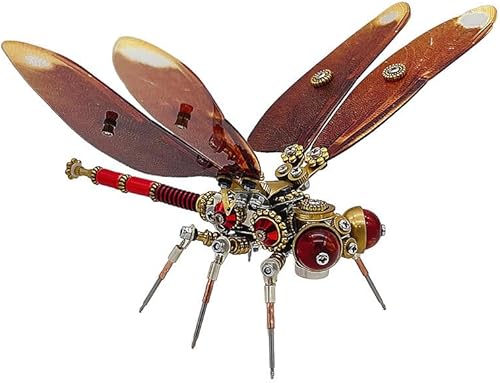 Miniatura 7 de CHUO Rompecabezas de metal 3D mecánico de libélula, 200 piezas de rompecabezas de acero inoxidable 3D, rompecabezas de bricolaje Steampunk 3D