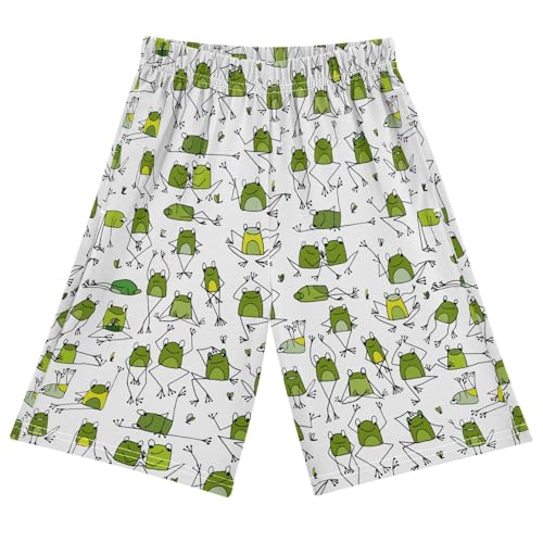 ALAZA Cute Frogs Youth Athletic Shorts for Boys and Girls Size 11-12 Years Multicolor