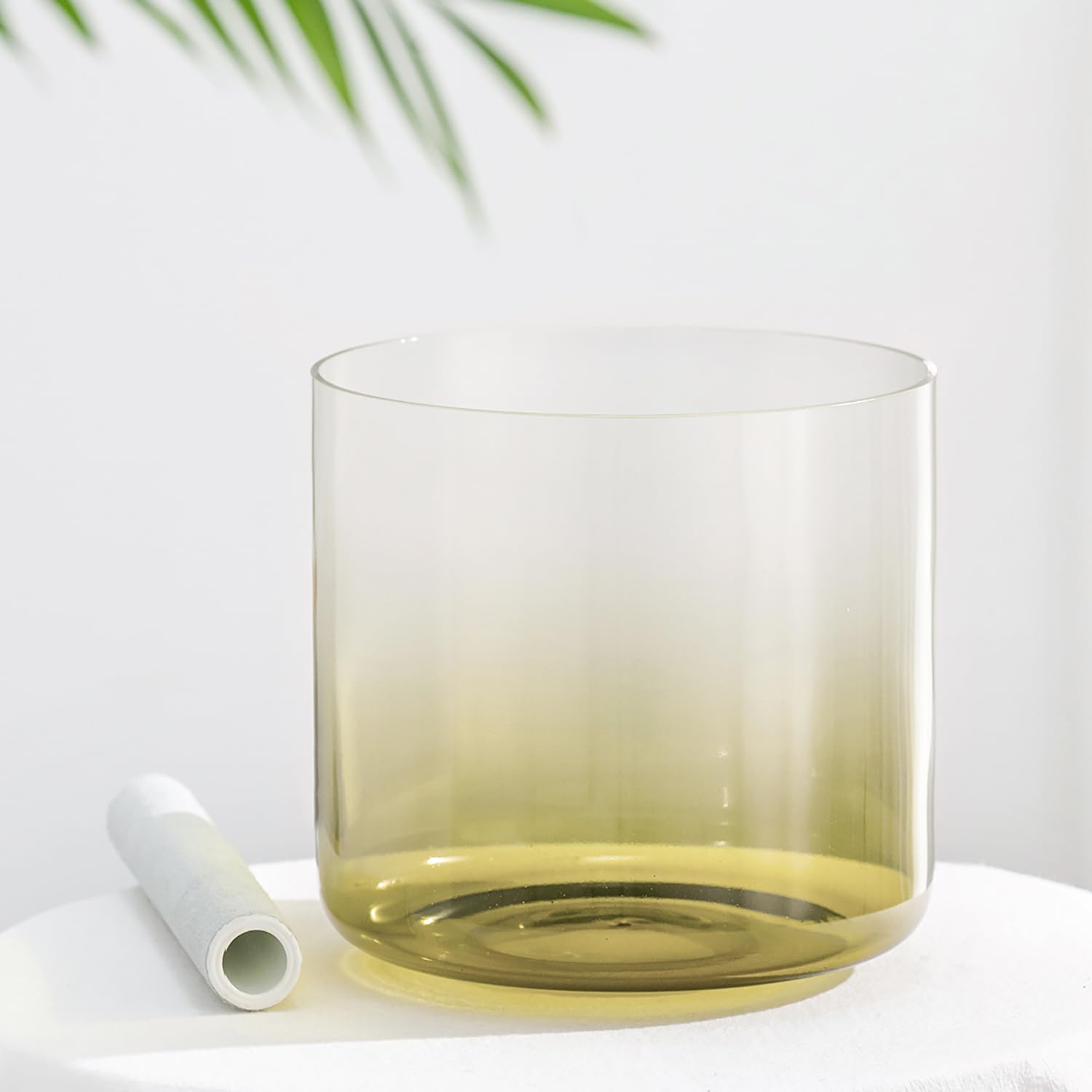 CVNC 432Hz 6 Inch B Note Moss Color Aria Crystal Singing Bowl Crown Chakra for Sound Healing and Meditation